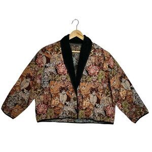NEW IDENTITY Vintage Cat Tapestry Jacket Blazer Size 3XL